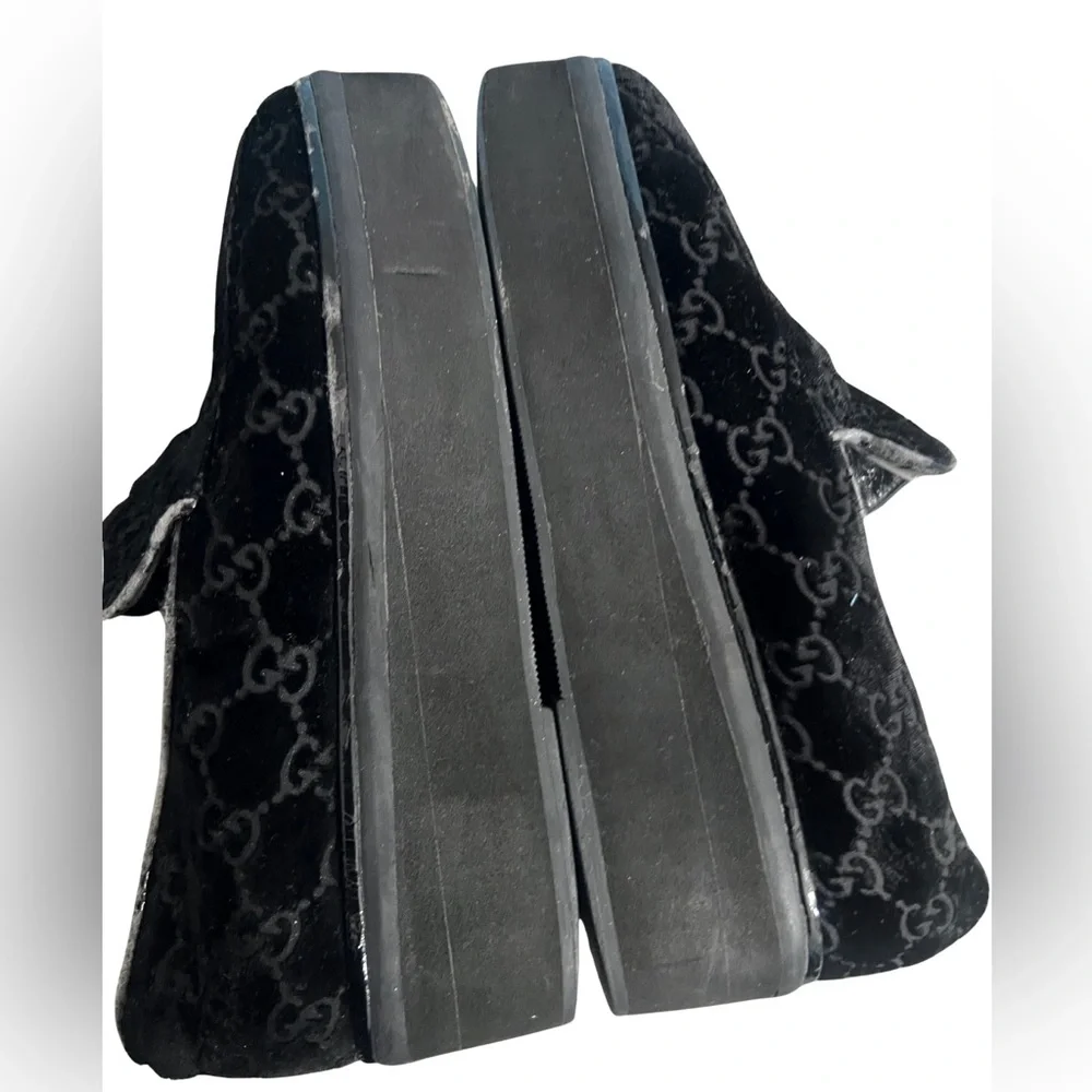 GUCCI Black Suede Double G Platform Loafers - Picture 8 of 13